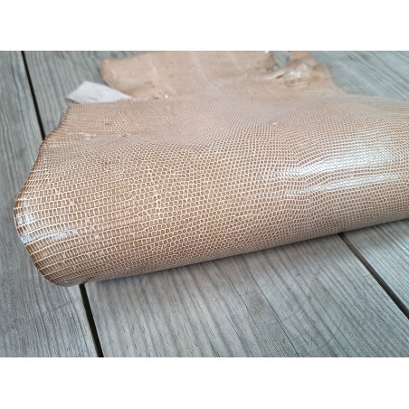 Grande peau de cuir de lézard - greige- maroquinerie bijou - Cuir en Stock