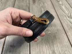 Bandoulière de sac en cuir avec mousquetons - 97 cm - Noire