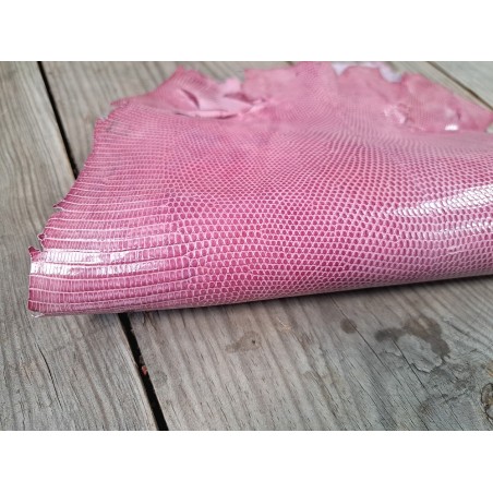 Grande peau de cuir de lézard - rose- bijou - accessoire - Cuir en Stock