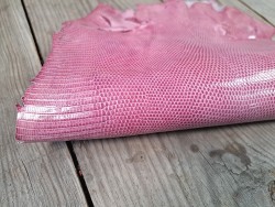 Grande peau de cuir de lézard - rose- bijou - accessoire - Cuir en Stock