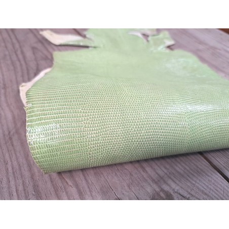 peau de cuir de lézard - pistache - accessoire bijoux - cuir en stock