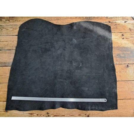 Collet de vache tannage végétal nubuck - noir - Cuir en Stock