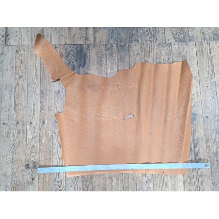 Demi-peau de cuir de veau écailles de poisson - Fauve - Cuir en stock