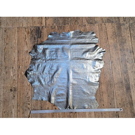 Peau de chèvre métallisé - Gris métal - Cuir en Stock