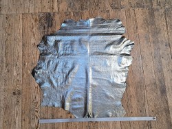 Peau de chèvre métallisé - Gris métal - Cuir en Stock