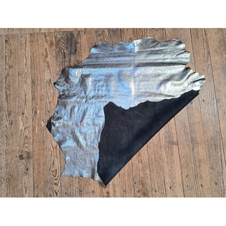 Peau de chèvre métallisé - Gris métal - Cuir en Stock