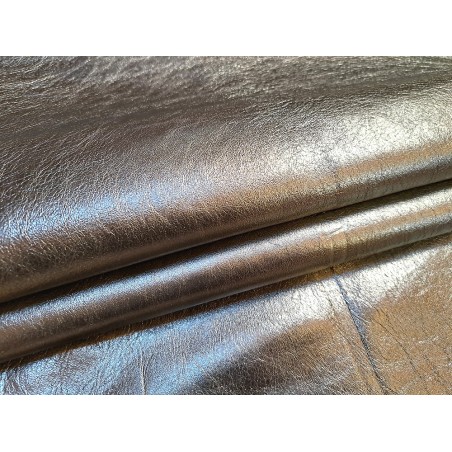 Peau de chèvre métallisé - Gris métal - Cuir en Stock