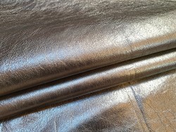 Peau de chèvre métallisé - Gris métal - Cuir en Stock