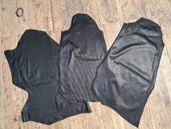 Lot de 3 peaux de cuir stretch identiques linéaires-Noir-Cuir en stock