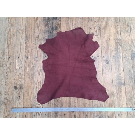 Peau de chèvre velours - Lie de vin- Maroquinerie - Cuir en Stock