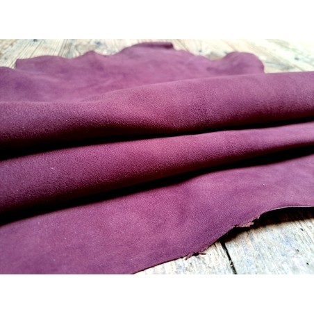 Peau de chèvre velours - Lie de vin- Maroquinerie - Cuir en Stock