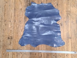 Peau de cuir de chèvre - Bleu jeans - Cuir en Stock