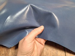 Peau de cuir de chèvre - Bleu jeans - Cuir en Stock