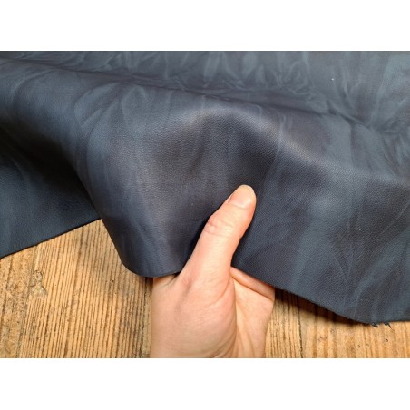Peau de cuir de mouton nuancé - Bleu marine - vêtement - Cuir en Stock