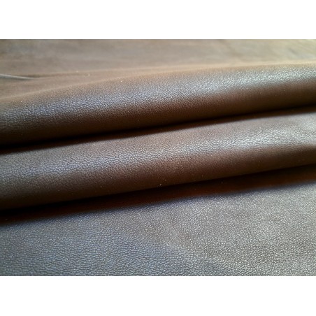 Chèvre nubuck ciré - Chocolat - maroquinerie - Cuir en Stock