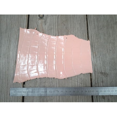 Peau de crocodile véritable - Rose nude - Cuir en Stock