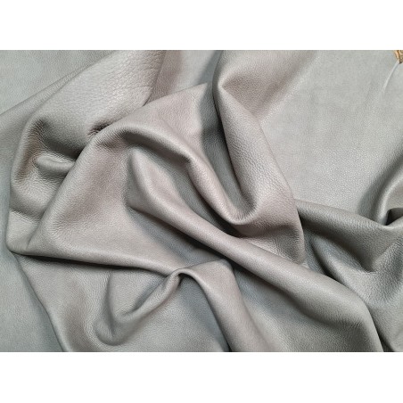Morceau de cuir de vache grainée - Gris béton - B - Cuir en Stock