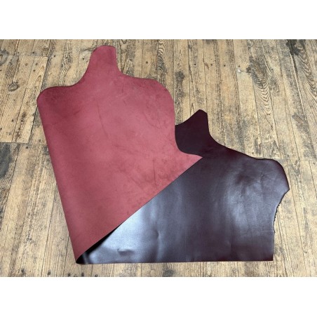 Demi-peau de cuir de veau BOX - Tannage ferme - bordeaux - Cuirenstock