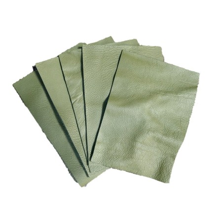 Lot de morceaux de cuir rectangulaire - vert kaki grainé - maroquinerie - cuir en stock
