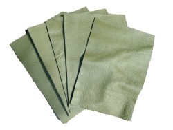 Lot de morceaux de cuir rectangulaire - vert kaki grainé - maroquinerie - cuir en stock