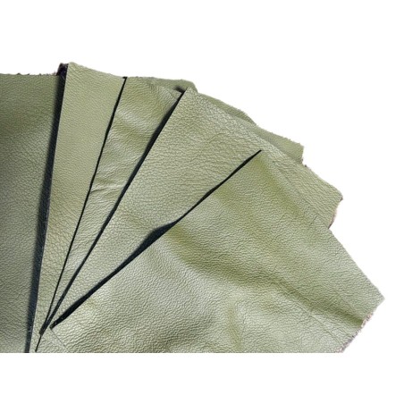 Lot de morceaux de cuir rectangulaire - kaki grainé - maroquinerie - Cuir en stock