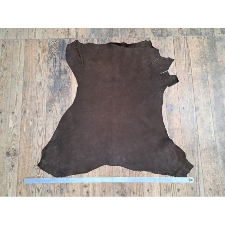 Peau de cuir de mouton nubuck - chocolat - maroquinerie - Cuir en Stock