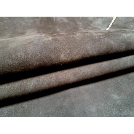 Peau de cuir de mouton nubuck - chocolat - maroquinerie - cuir en stock