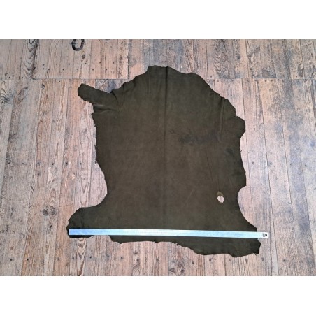 Peau de cuir de mouton velours - kaki - maroquinerie - Cuirenstock