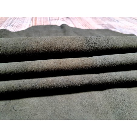 Peau de cuir de mouton velours - kaki - maroquinerie - Cuirenstock