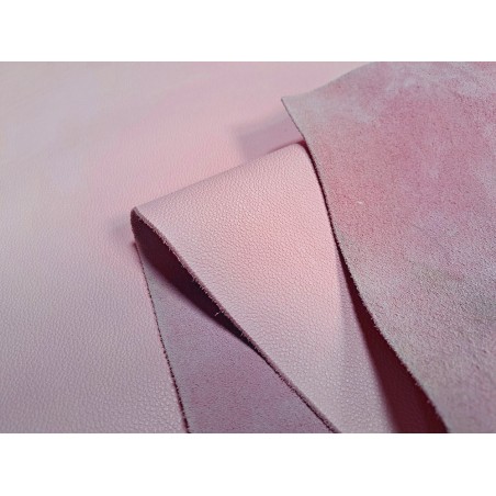 Bande de cuir de vache grainé rose - maroquinerie - ameublement - Cuir en Stock
