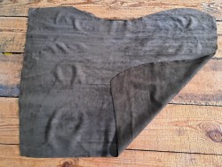 Peau de veau velours - marron vert - cuir en stock