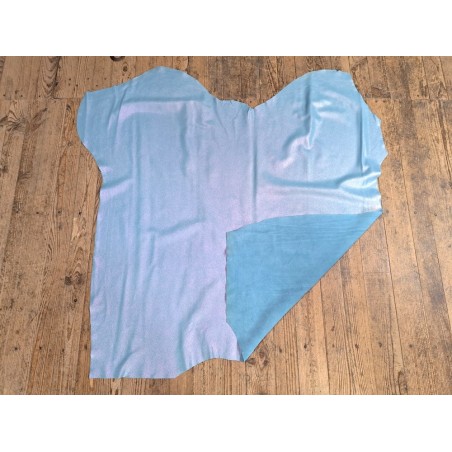 Peau de veau velours paillettes holographiques - bleu - Maroquinerie - Cuir en Stock