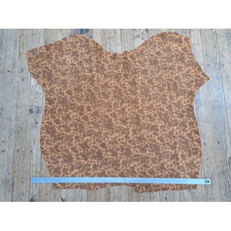 Demi peau de veau velours - camouflage - brun clair - Cuir en stock