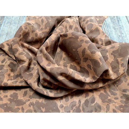 Demi peau de veau velours - camouflage - brun clair - Cuir en Stock