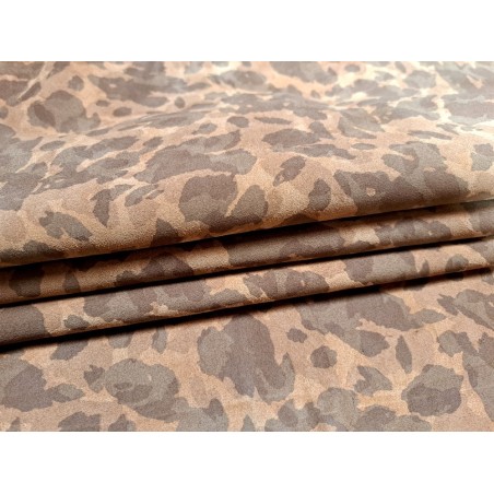 Demi peau de veau velours - camouflage - brun clair - Cuir en Stock