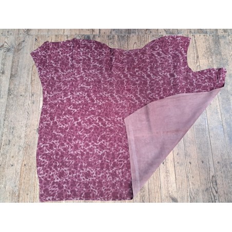 Demi peau de veau velours - camouflage - Framboise - Cuir en Stock