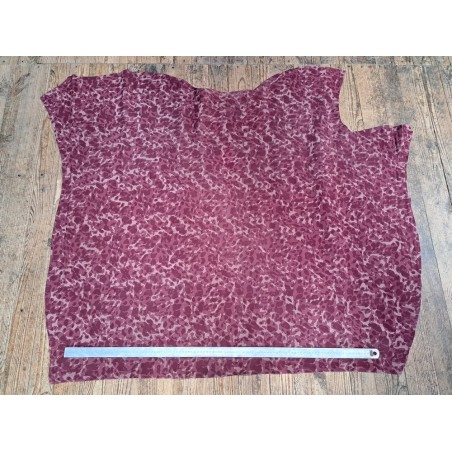 Demi peau de veau velours - camouflage - Framboise - Cuir en Stock