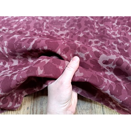 Demi peau de veau velours - camouflage - Framboise - Cuirenstock