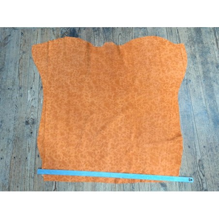 Demi peau de veau velours - camouflage - Orange - Cuir en stock