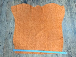 Demi peau de veau velours - camouflage - Orange - Cuir en stock