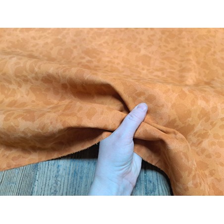 Demi peau de veau velours - camouflage - Orange - cuir en stock