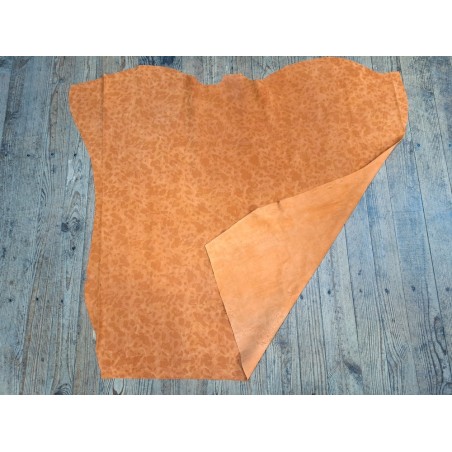 Demi peau de veau velours - camouflage - Orange - Cuir en Stock