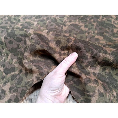 Demi peau de veau velours - camouflage - kaki - Cuirenstock