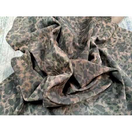 Peau de veau velours grain façon camouflage - KAKI