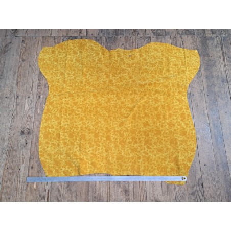 Demi peau de veau velours - camouflage - jaune - Cuir en Stock