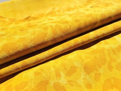 Demi peau de veau velours - camouflage - jaune - Cuir en Stock