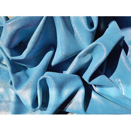Peau de veau velours paillettes holographiques - bleu - Maroquinerie - Cuir en Stock