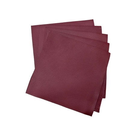 Lot de morceaux de cuir carré 27cm x 27cm - Sangria - prêt à l'emploi Cuir en Stock