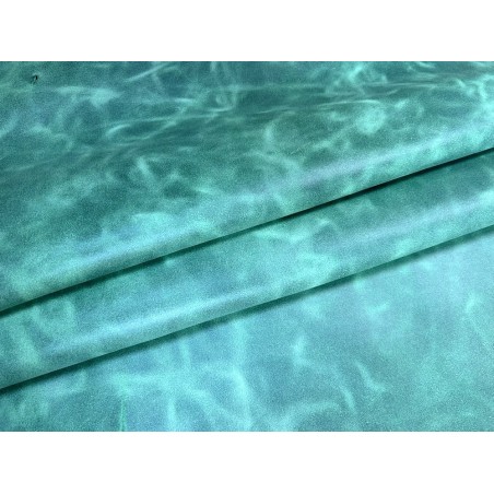 Peau de veau velours, ciré pull-up nuancé vert gazon - Cuir en Stock