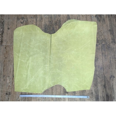 Peau de veau velours, ciré pull-up nuancé jaune citron - Cuir en Stock